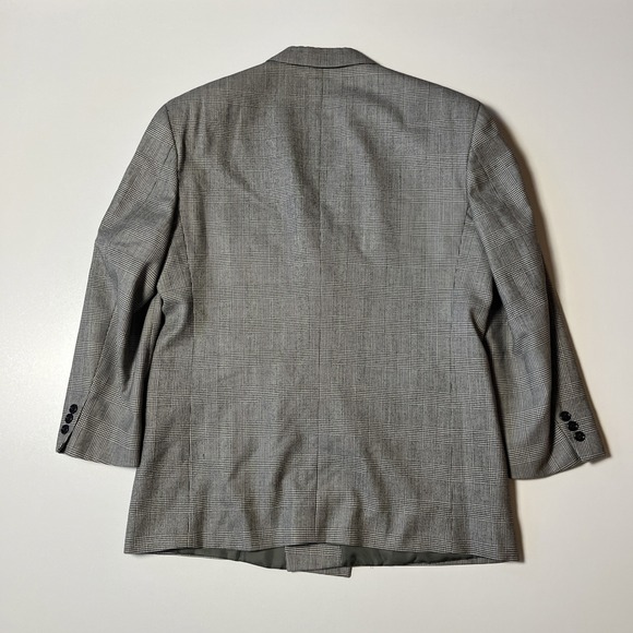 Domani Uomo Houndstooth Plaid 100% Wool Suit Set Black White Blazer Dress Pants - Picture 3 of 15